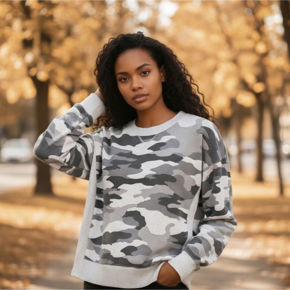 Aerie‎ Camouflage Desert Pullover Slit Side Sweatshirt Small Lounge Cozy